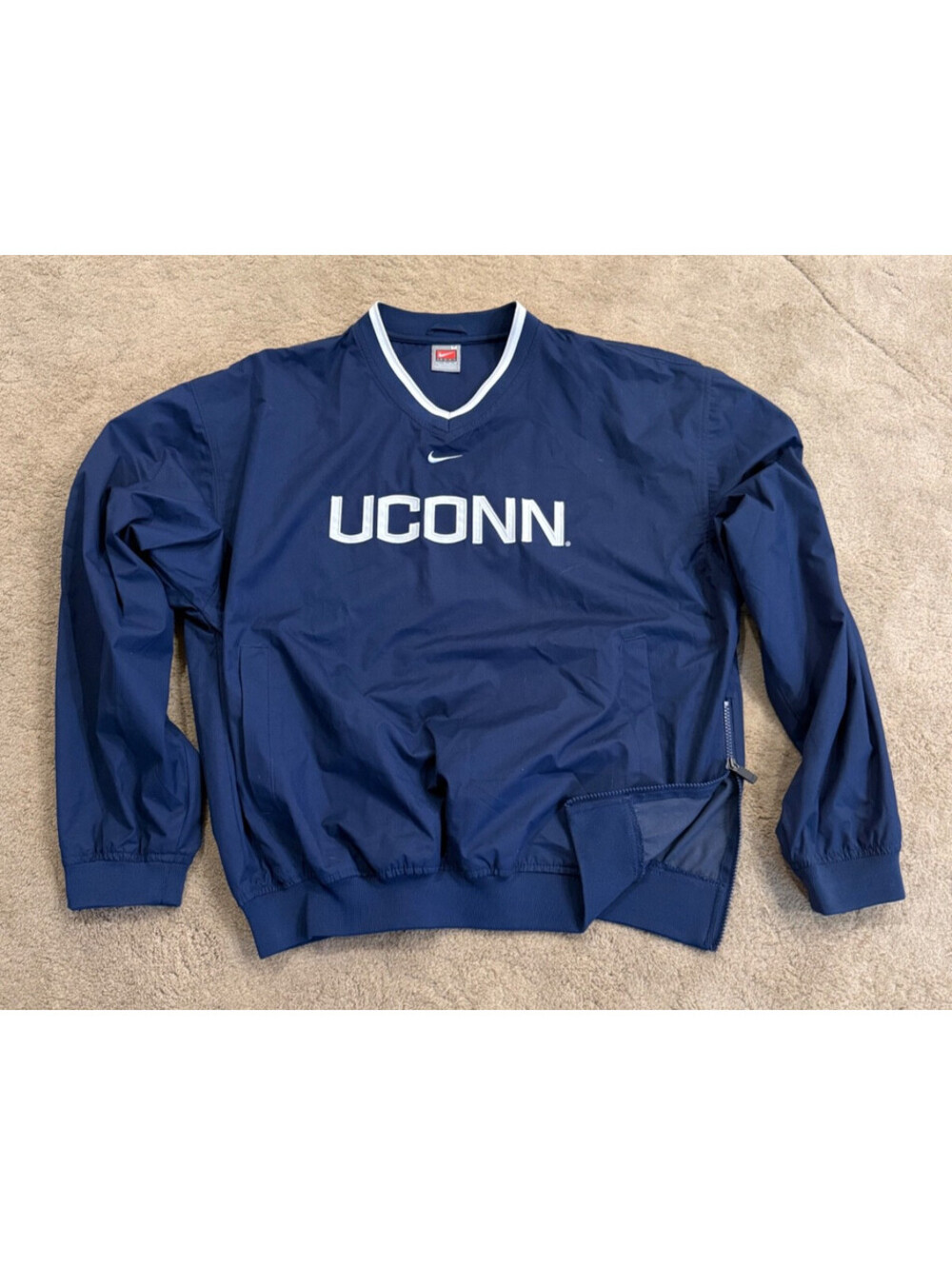 Nike Team UConn Huskies Mens Pullover Windbreaker Jacket Blue Logo Appliqué M